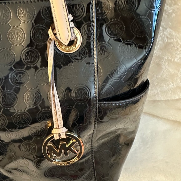 Michael Kors Glossy Black Tote with Gold Accents - Picture 5 of 10